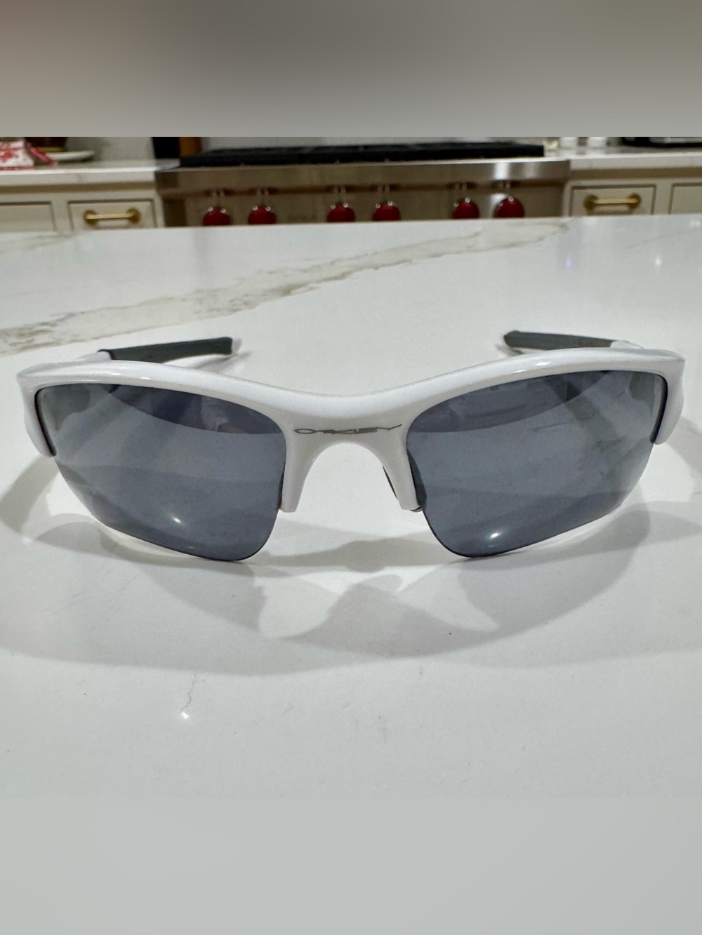 Oakley Flack Jacket White Sunglasses with Gray Lenses
